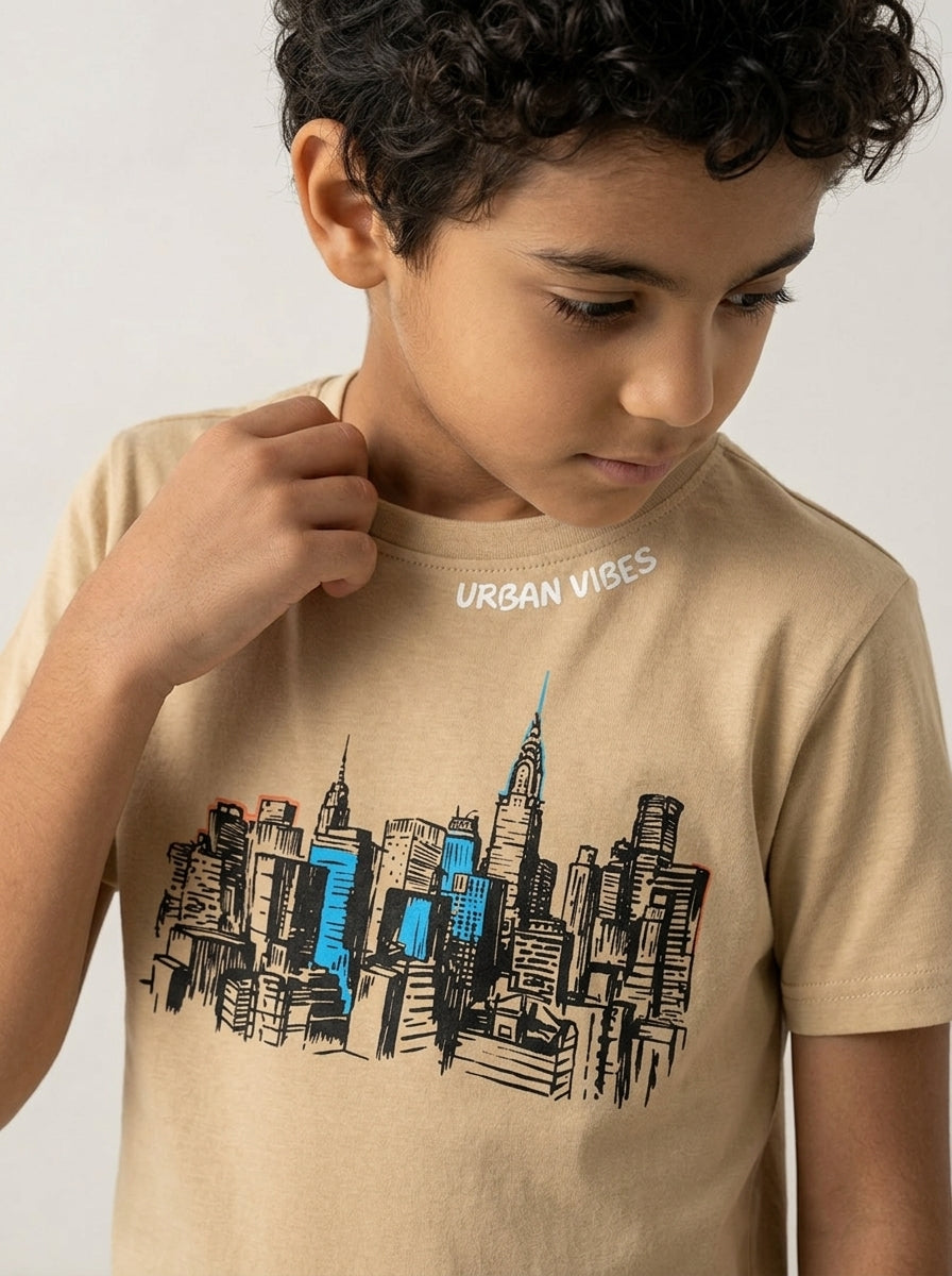 ACTIV GRAPHIC R.NECK T-SHIRT - BEIGE