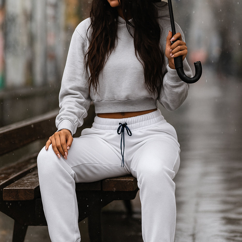 ACTIV PLAIN CASUAL SWEATPANTS- WHITE