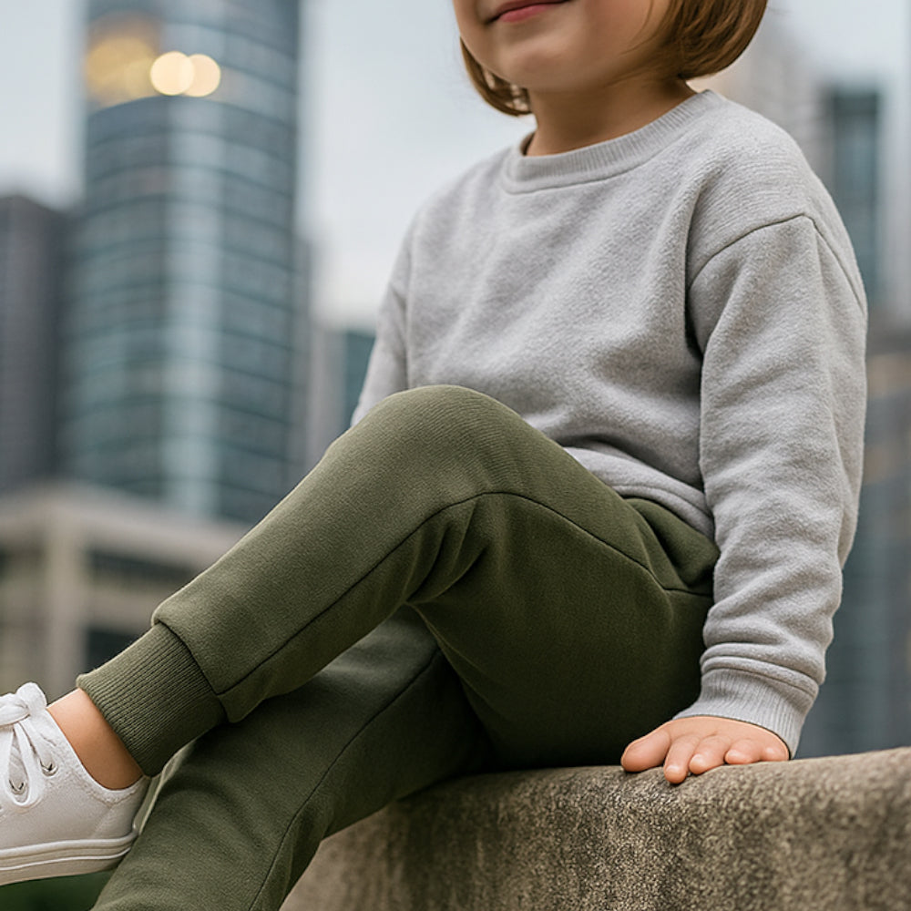 ACTIV BASIC CASUAL SWEATPANTS - KIDS - OLIVE