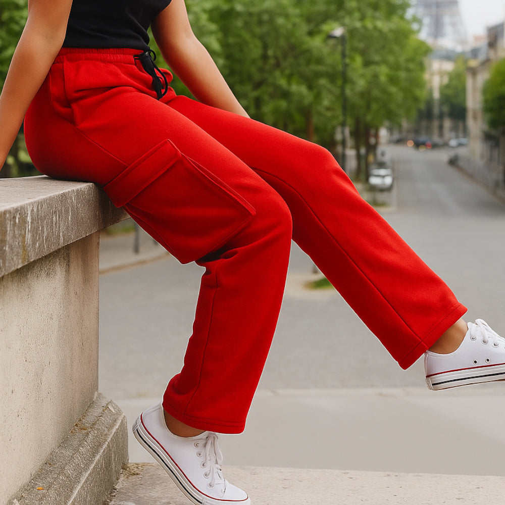 ACTIV BASIC BAGGY SWEATPANTS-RED