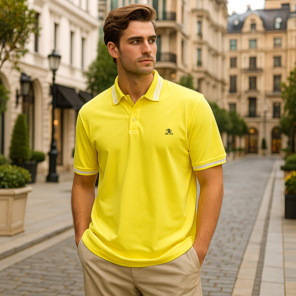 ACTIV EMB CASUAL POLO - YELLOW