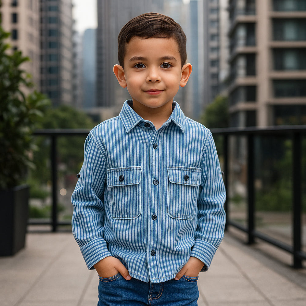 ACTIV KIDS SHIRT - STRIPED - Sky Blue