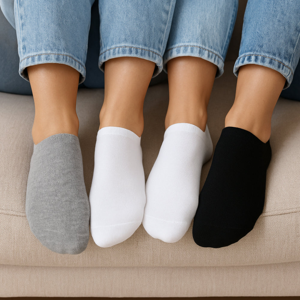 TOWEL INVISIBLE SOCKS-P*3 - BLACK*WHITE