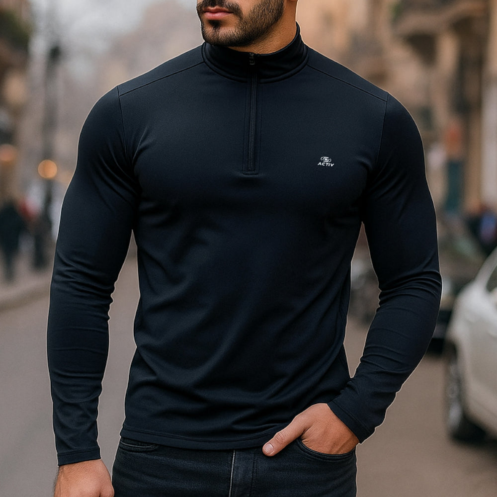 ACTIV BASIC H.ZIPPER SWEATSHIRT - NAVY