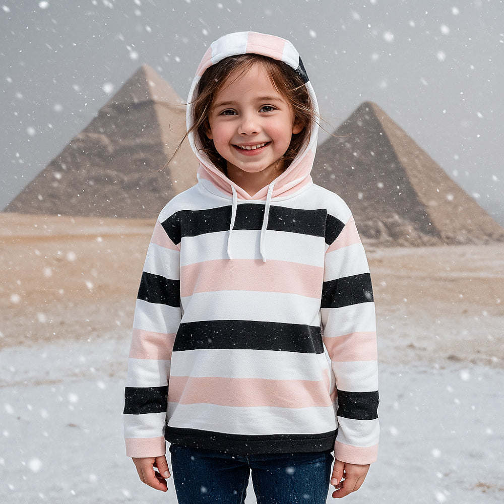 ACTIV STRIPPED HOODIE SWEATSHIRT - Black*Rose