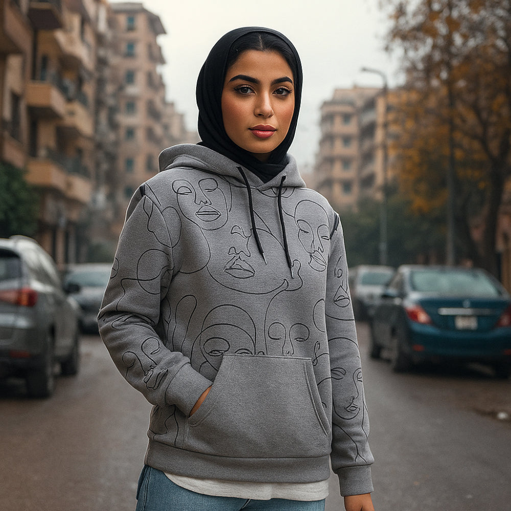سويت شيرت بغطاء رأس وسحاب ACTIV بأربعة سحابات - شانيه