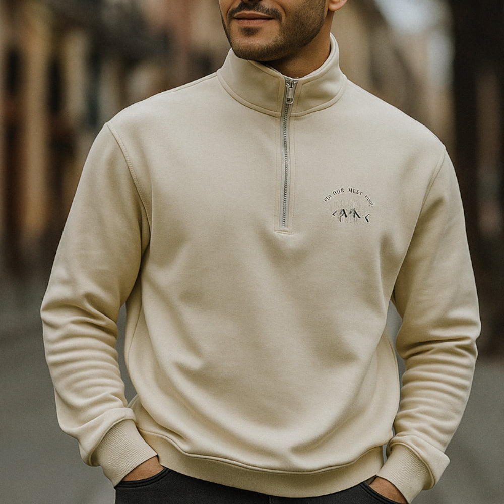 ACTIV BASIC H.ZIPPER SWEATSHIRT - BEIGE