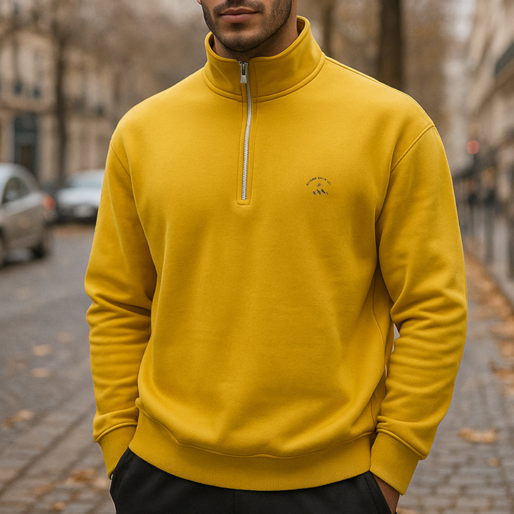ACTIV BASIC H.ZIPPER SWEATSHIRT - MUSTARD