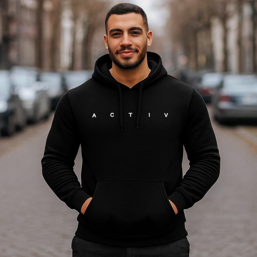 ACTIV GRAPHIC HOODIE SWEATSHIRT - BLACK