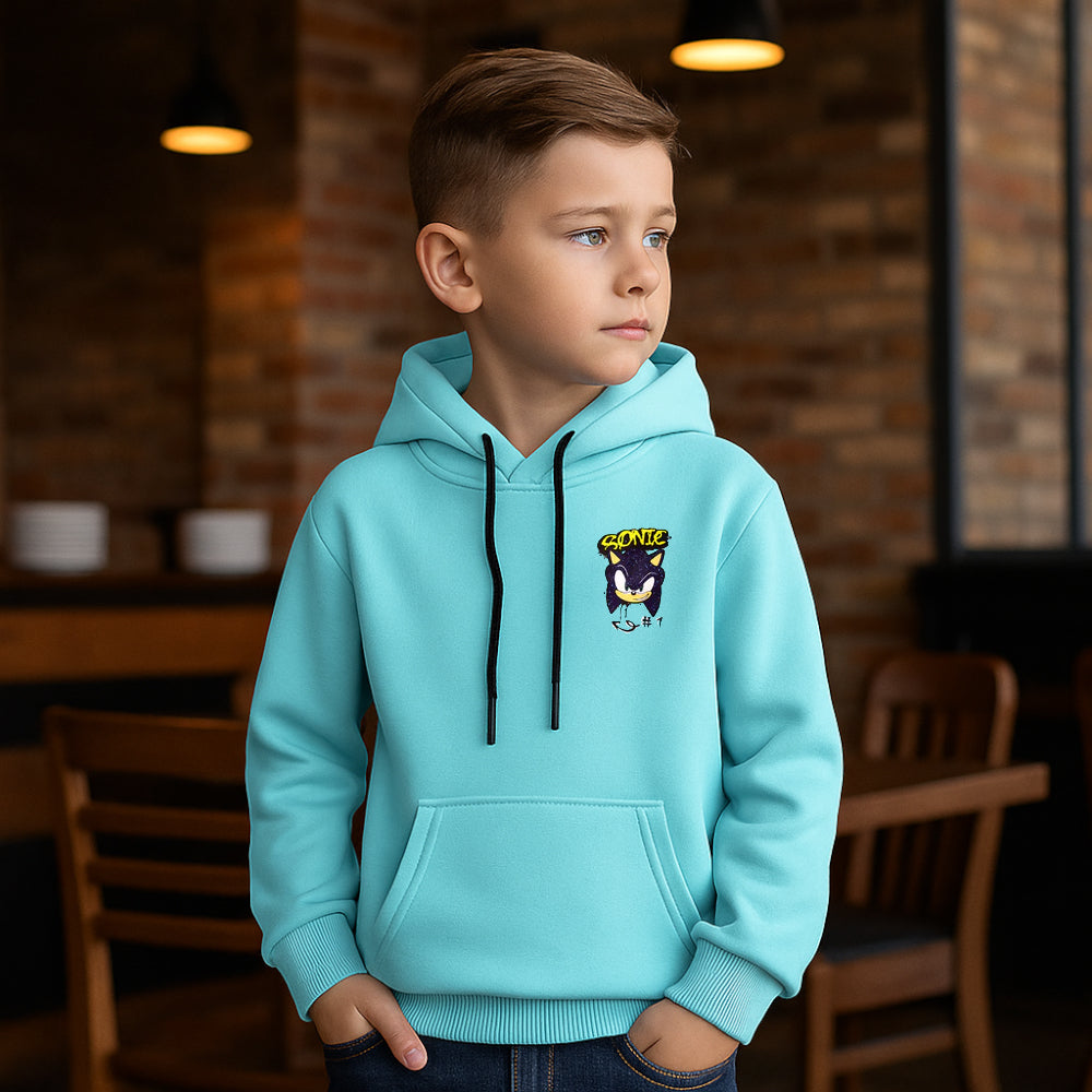 سويت شيرت بغطاء رأس ورسومات ACTIV - BABYBLUE