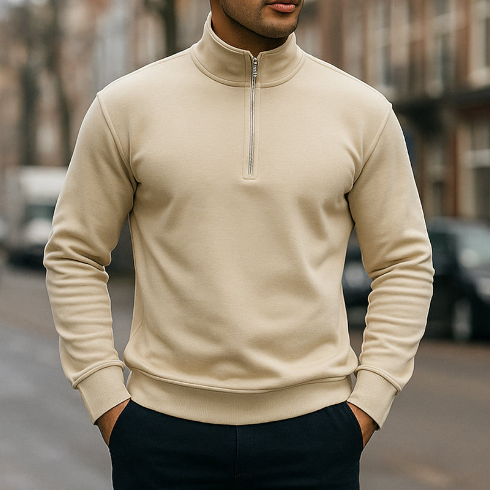 سويت شيرت ACTIV BASIC H.ZIPPER - بيج