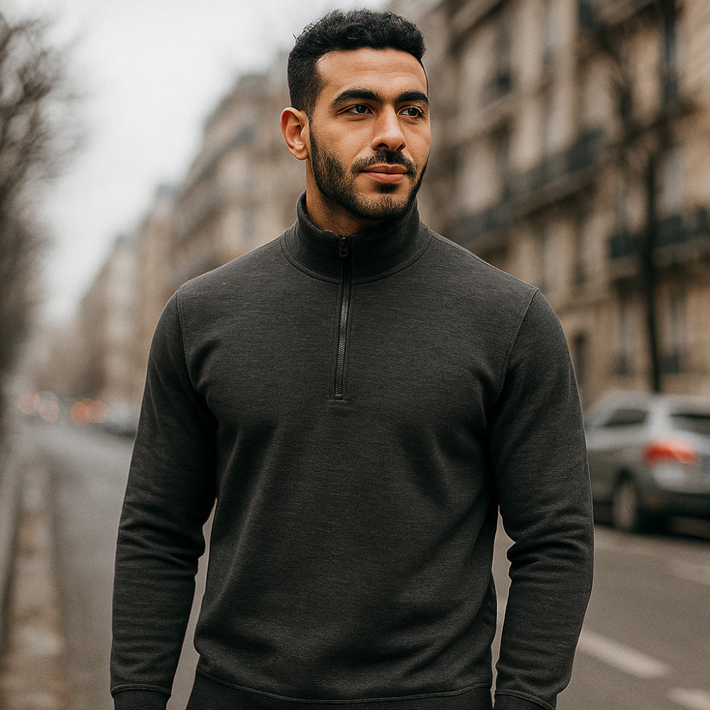 ACTIV BASIC H.ZIPPER SWEATSHIRT - CHARCOAL