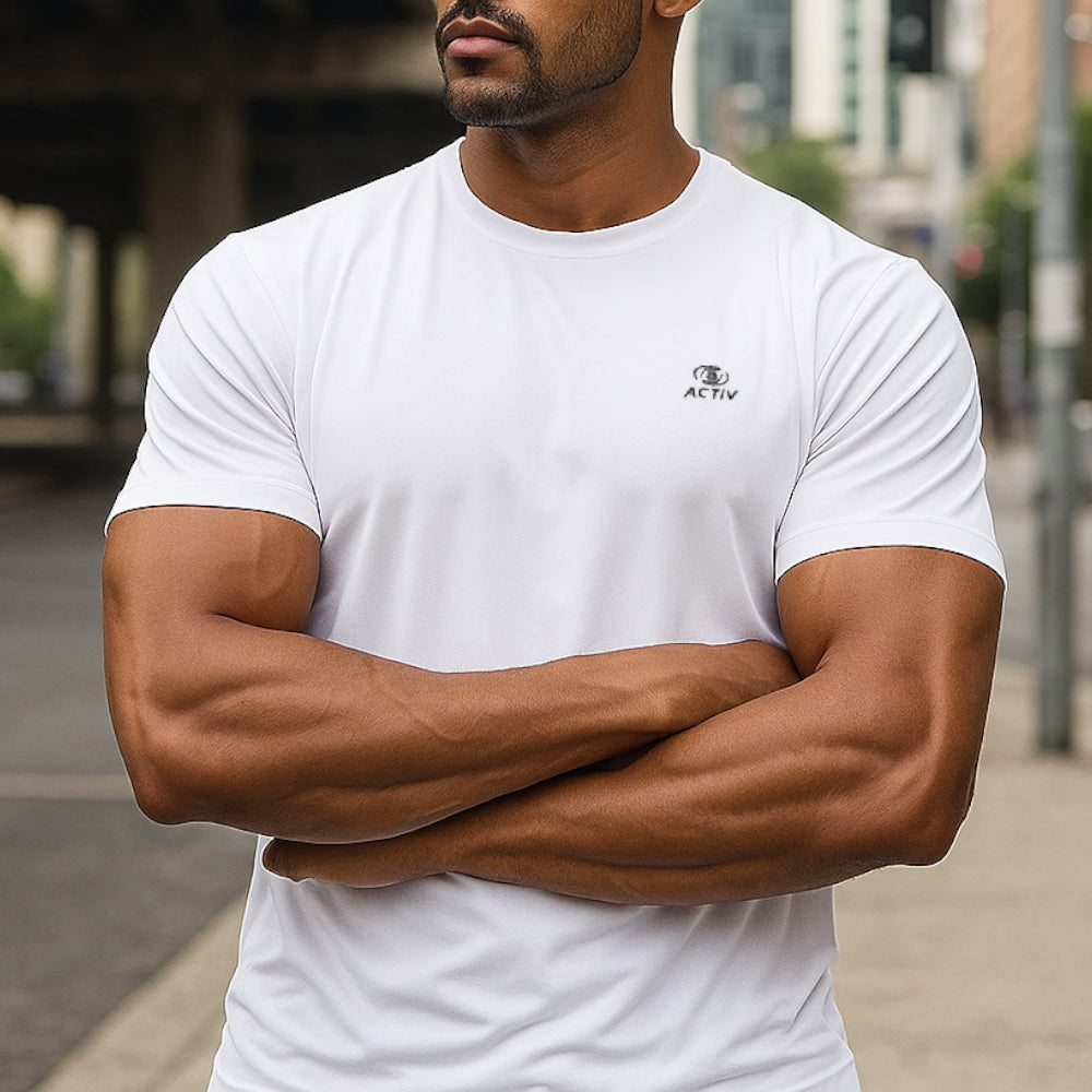 ACTIV EMB R.NECK T-SHIRT - WHITE
