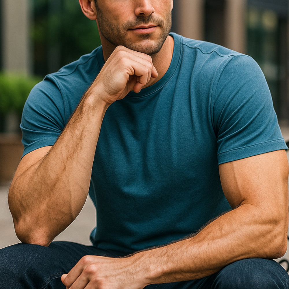 ACTIV BASIC R.NECK T-SHIRT - INDIGO