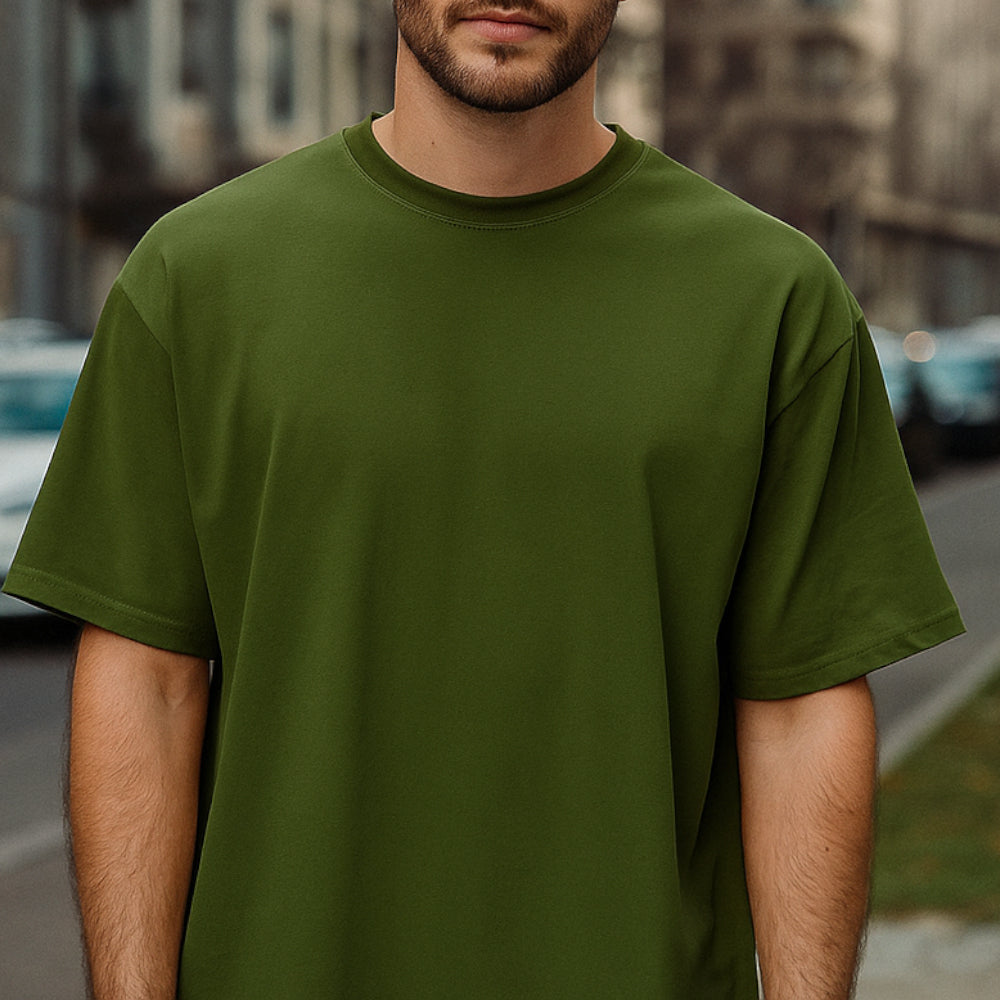 ACTIV BASIC R.NECK - OVERSIZE T-SHIRT - D.OLIVE