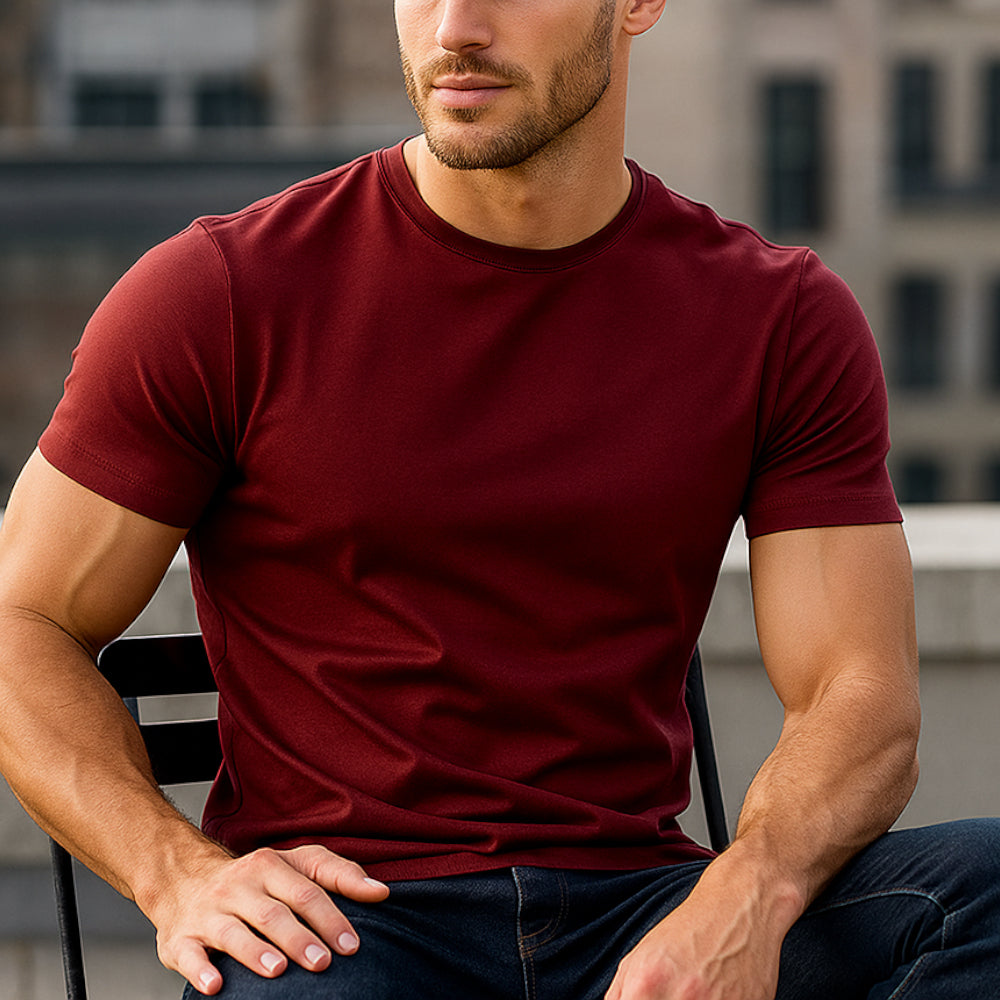 ACTIV BASIC R.NECK T-SHIRT - BURGUNDY