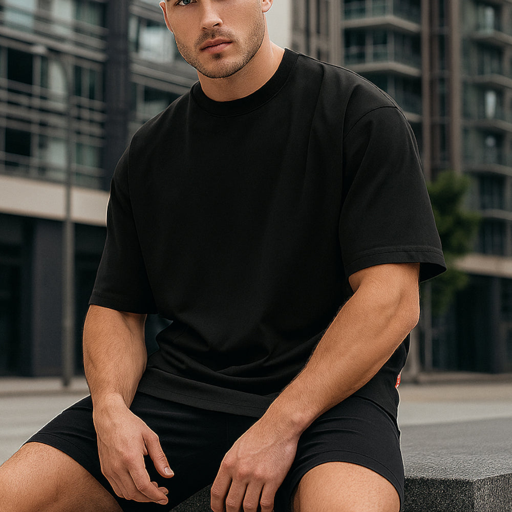 ACTIV BASIC R.NECK - OVERSIZE T-SHIRT - BLACK