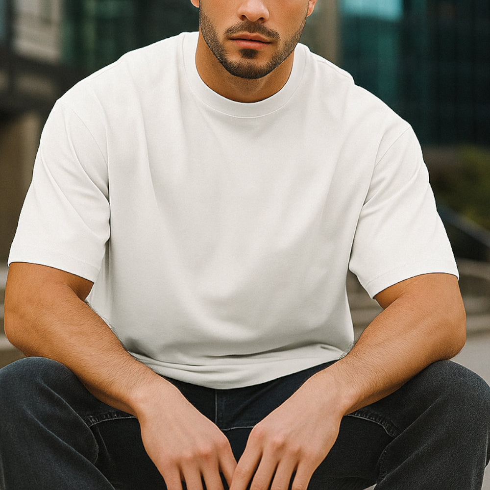 ACTIV BASIC R.NECK - OVERSIZE T-SHIRT - WHITE