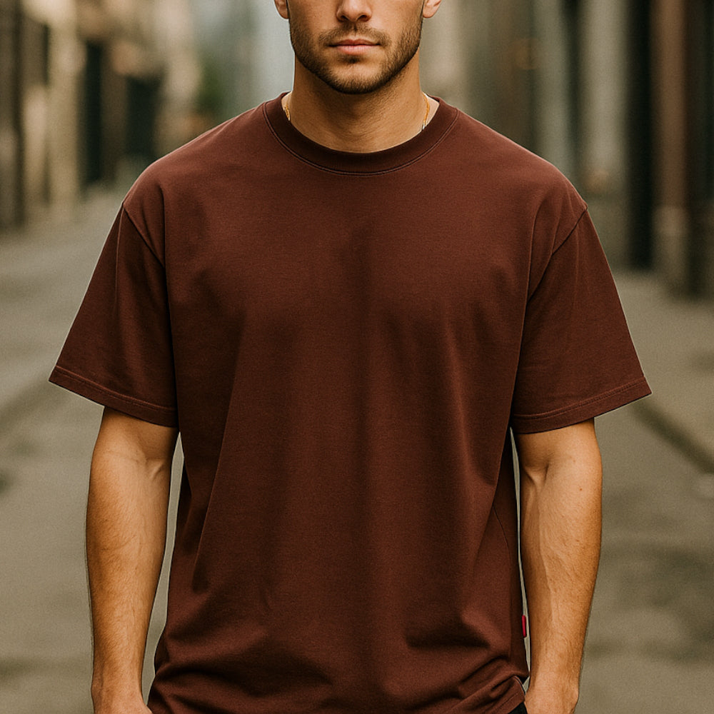 ACTIV BASIC R.NECK - OVERSIZE T-SHIRT - BURGUNDY