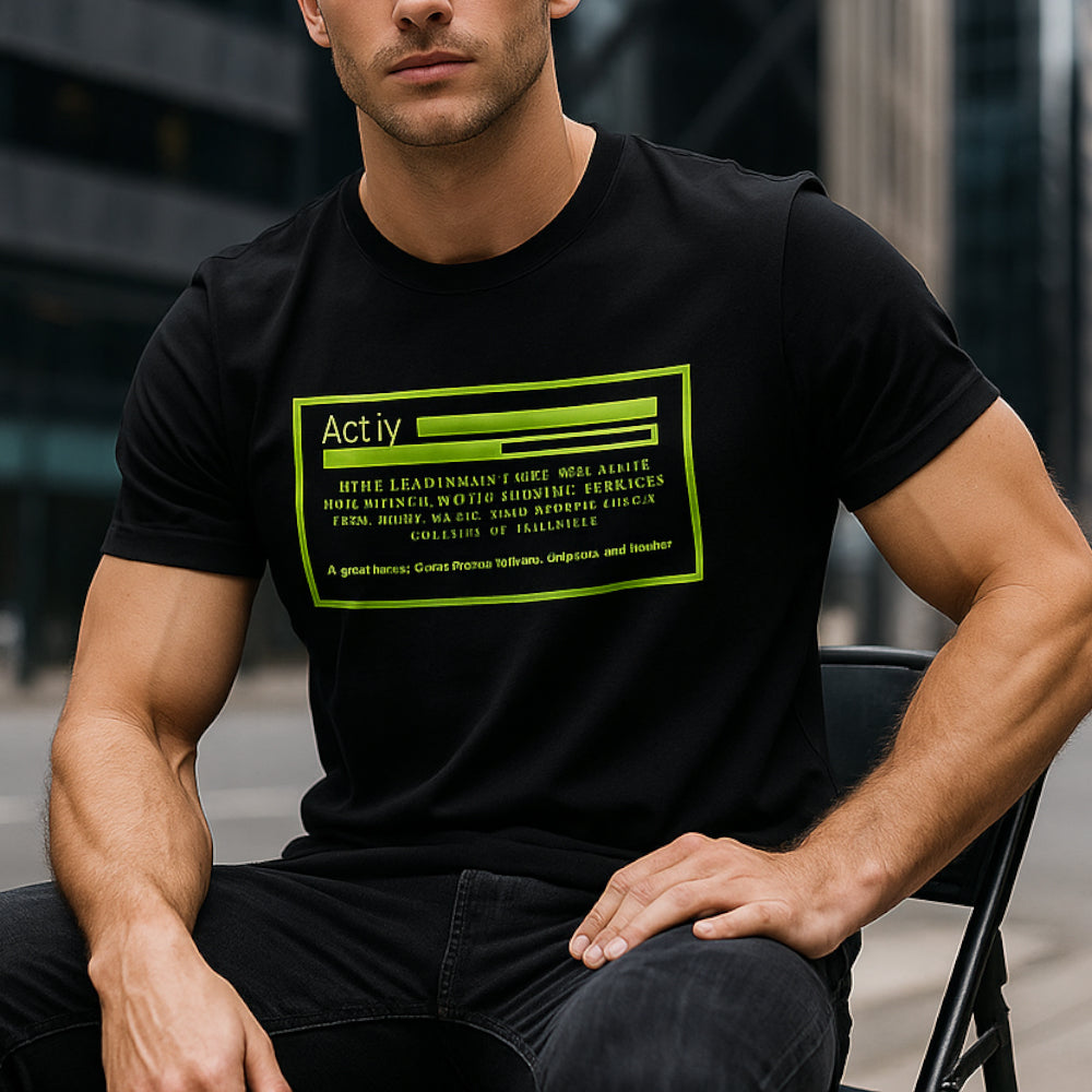 ACTIV PRINT R.NECK T-SHIRT - BLACK