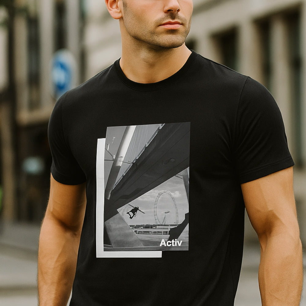 ACTIV GRAPHIC R.NECK T-SHIRT - BLACK