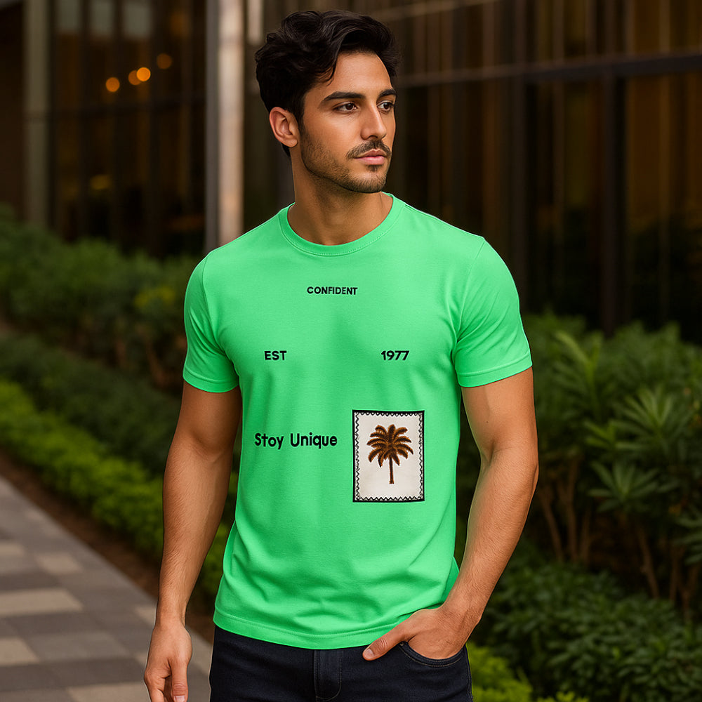 ACTIV EMB R.NECK T-SHIRT - PISTACHI