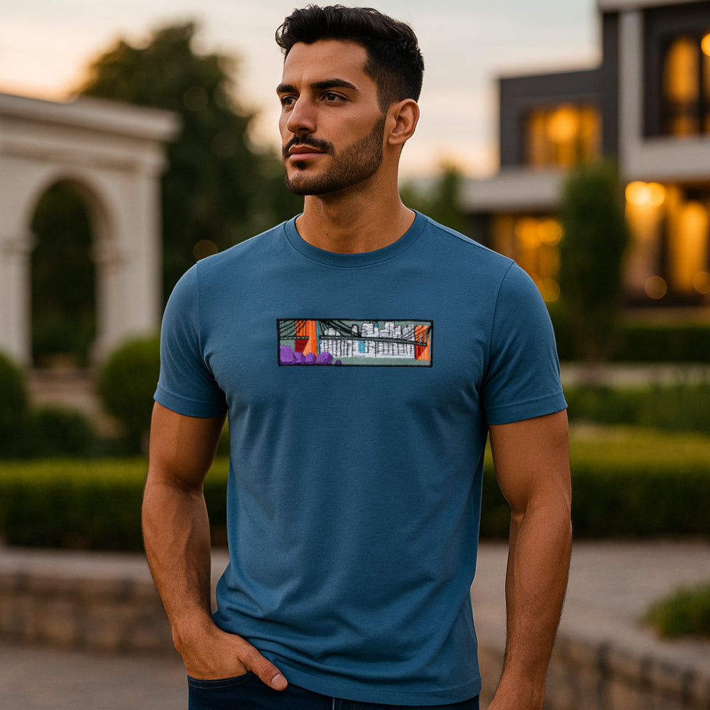 ACTIV EMB R.NECK T-SHIRT - INDIGO