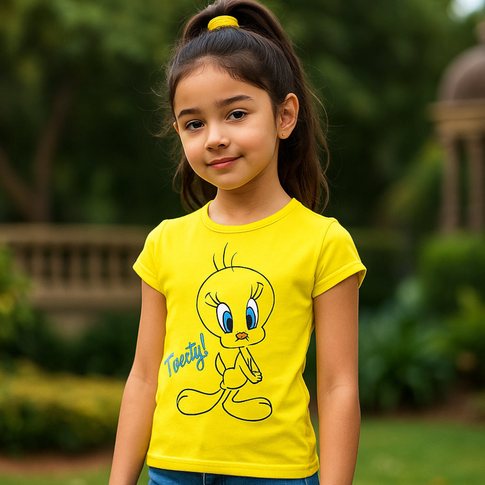 ACTIV CROP-TOP R.NECK T-SHIRT - YELLOW