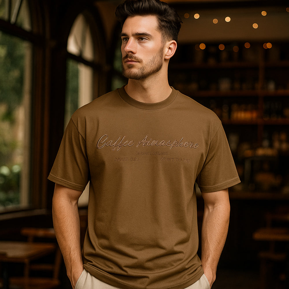 ACTIV EMB R.NECK T-SHIRT OVERSIZE - BROWN