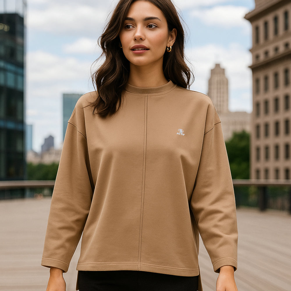 ACTIV CROW L.S T-SHIRT - BEIGE