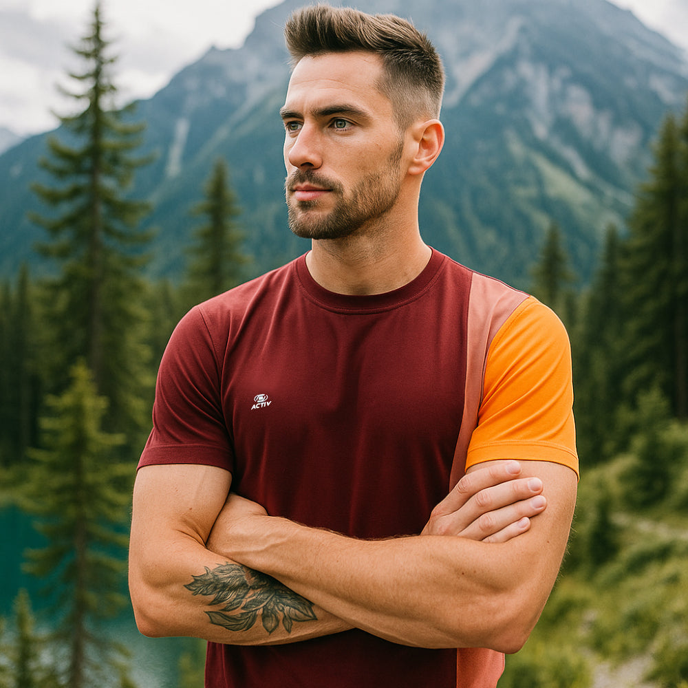 ACTIV CROW R.NECK T-SHIRT - BURGUNDY