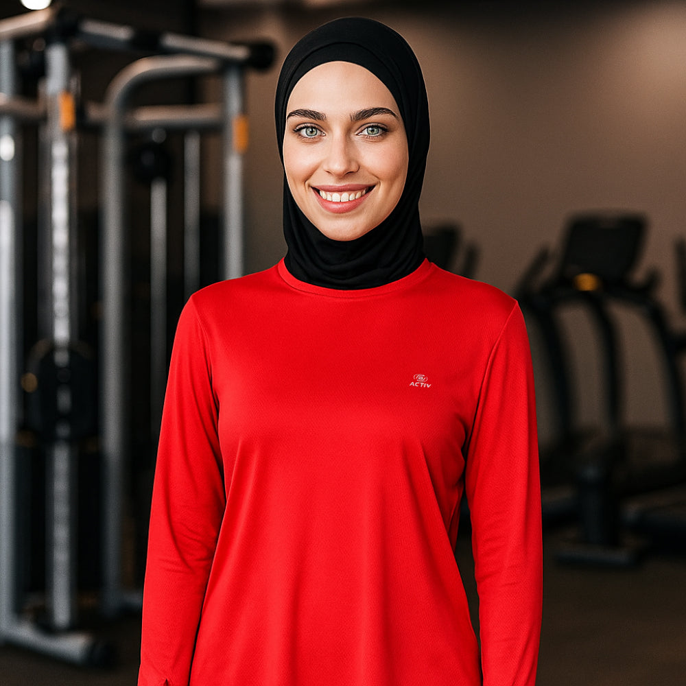ACTIV BASIC L.S T-SHIRT - RED