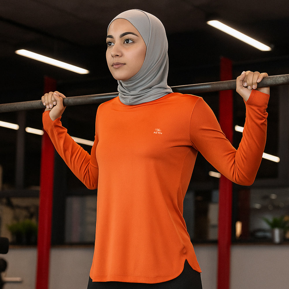 ACTIV BASIC L.S T-SHIRT - ORANGE
