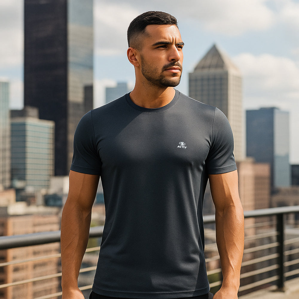 ACTIV BASIC R.NECK T-SHIRT - D.GREY