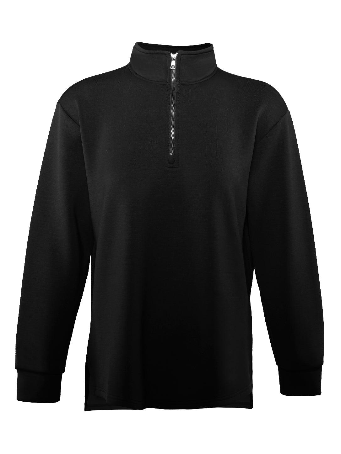 Men's Classic Solid Black Quarter-Zip Sweatshirt – Mock Neck Long Sleeve Pullover