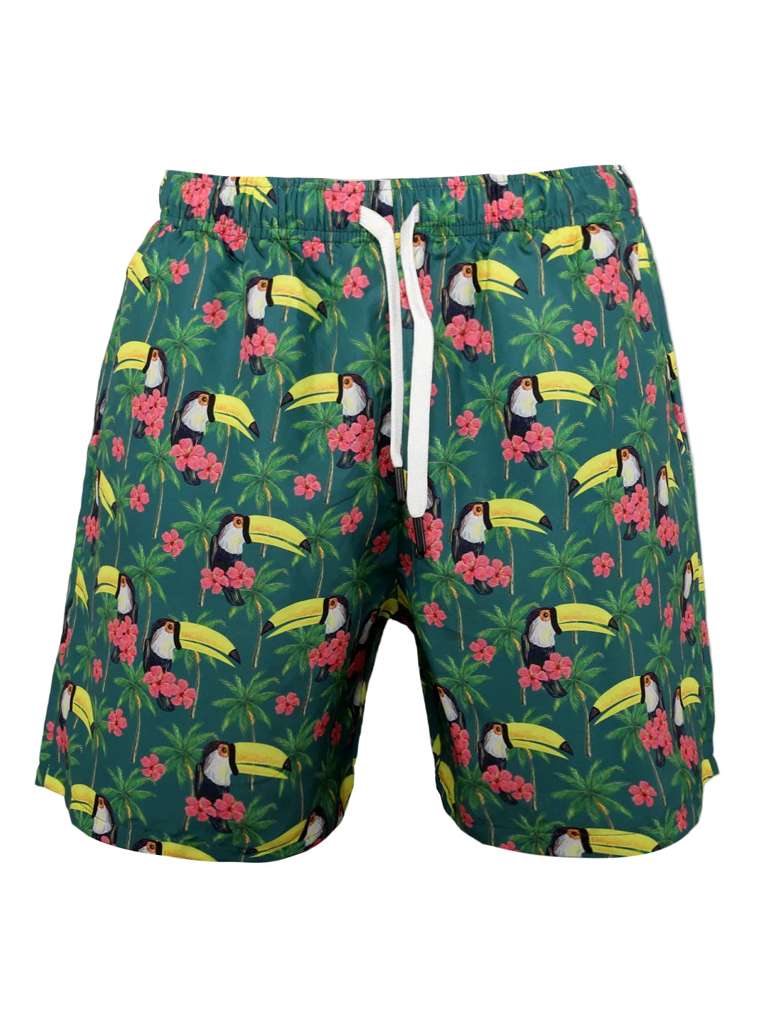 Men’s Tropical Toucan & Hibiscus Swim Trunks