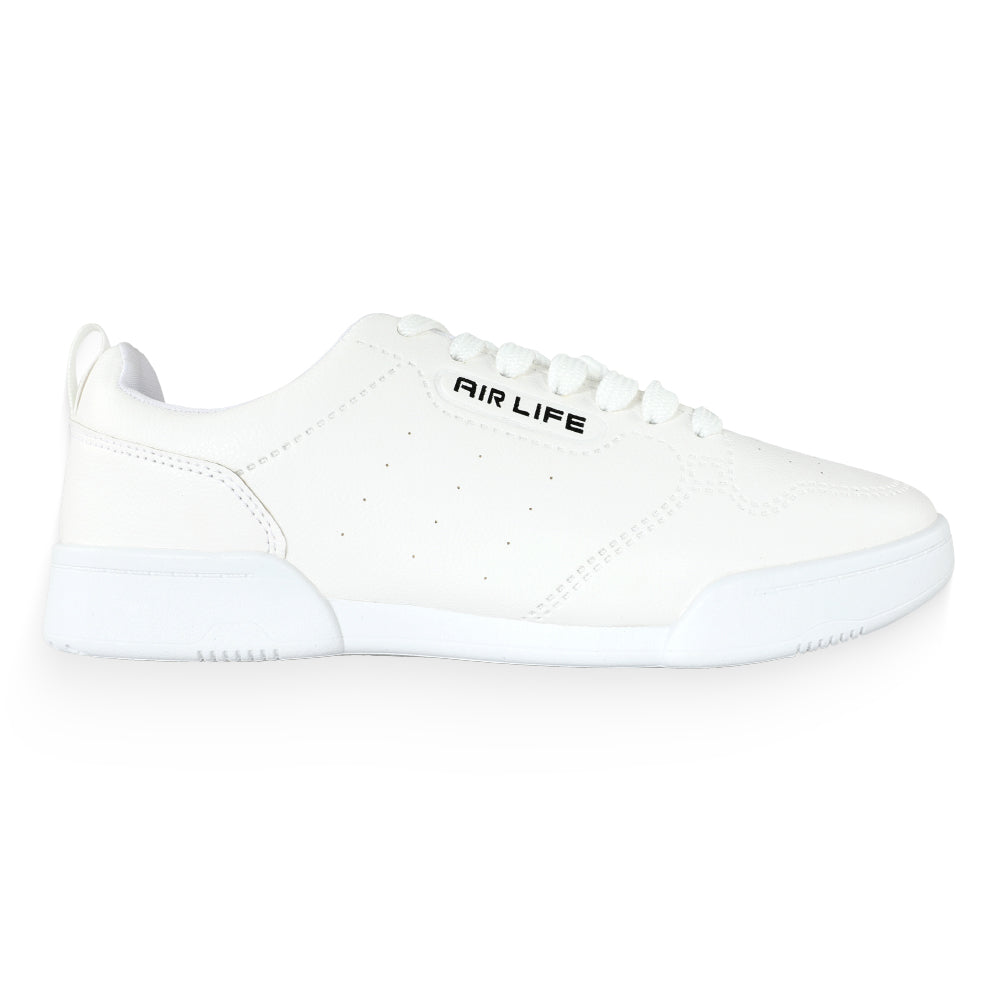 A pair of white AIRLIFE fashion sneakers with lace-up closure.