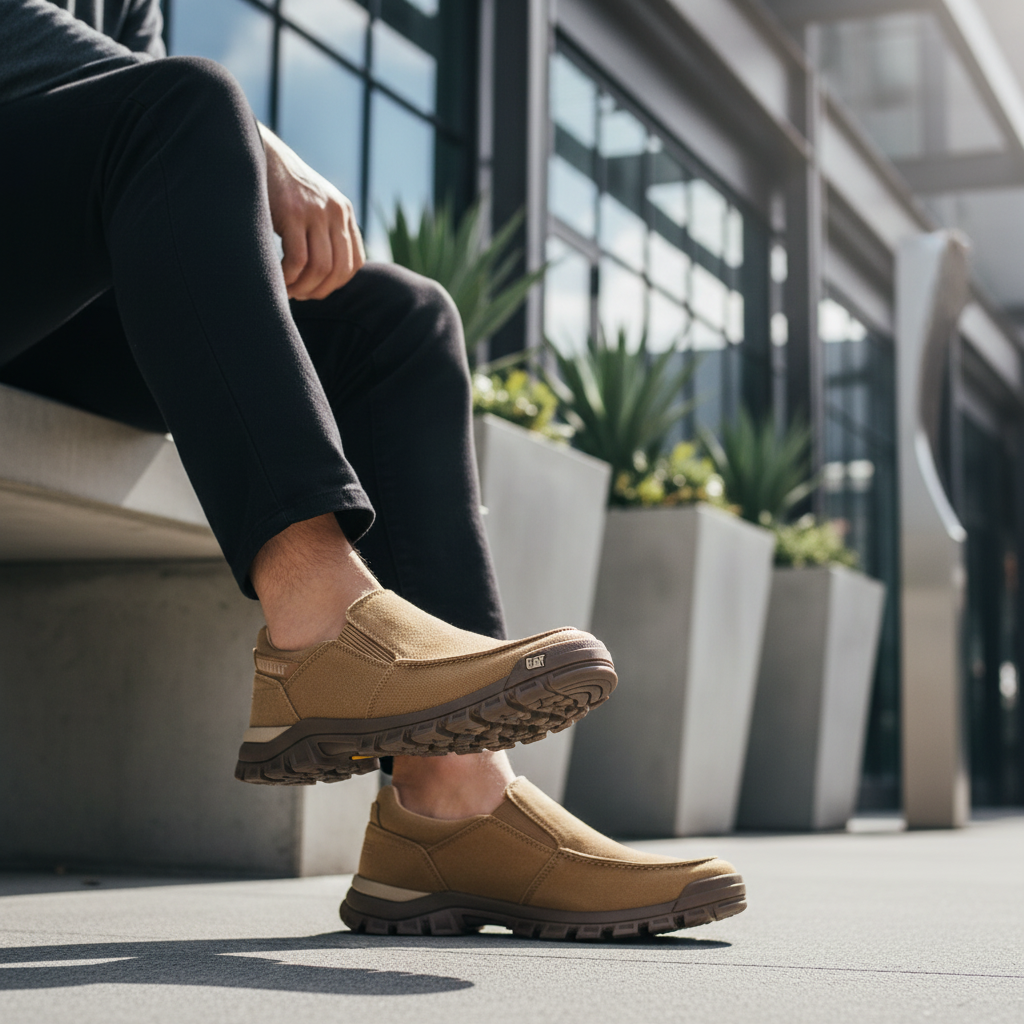 CAT THRESHOLD SLIP ON CANVAS - BROWN