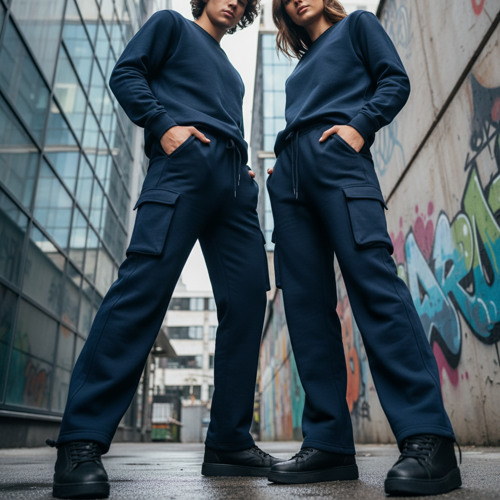 ACTIV BASIC BAGGY SWEATPANTS - NAVY