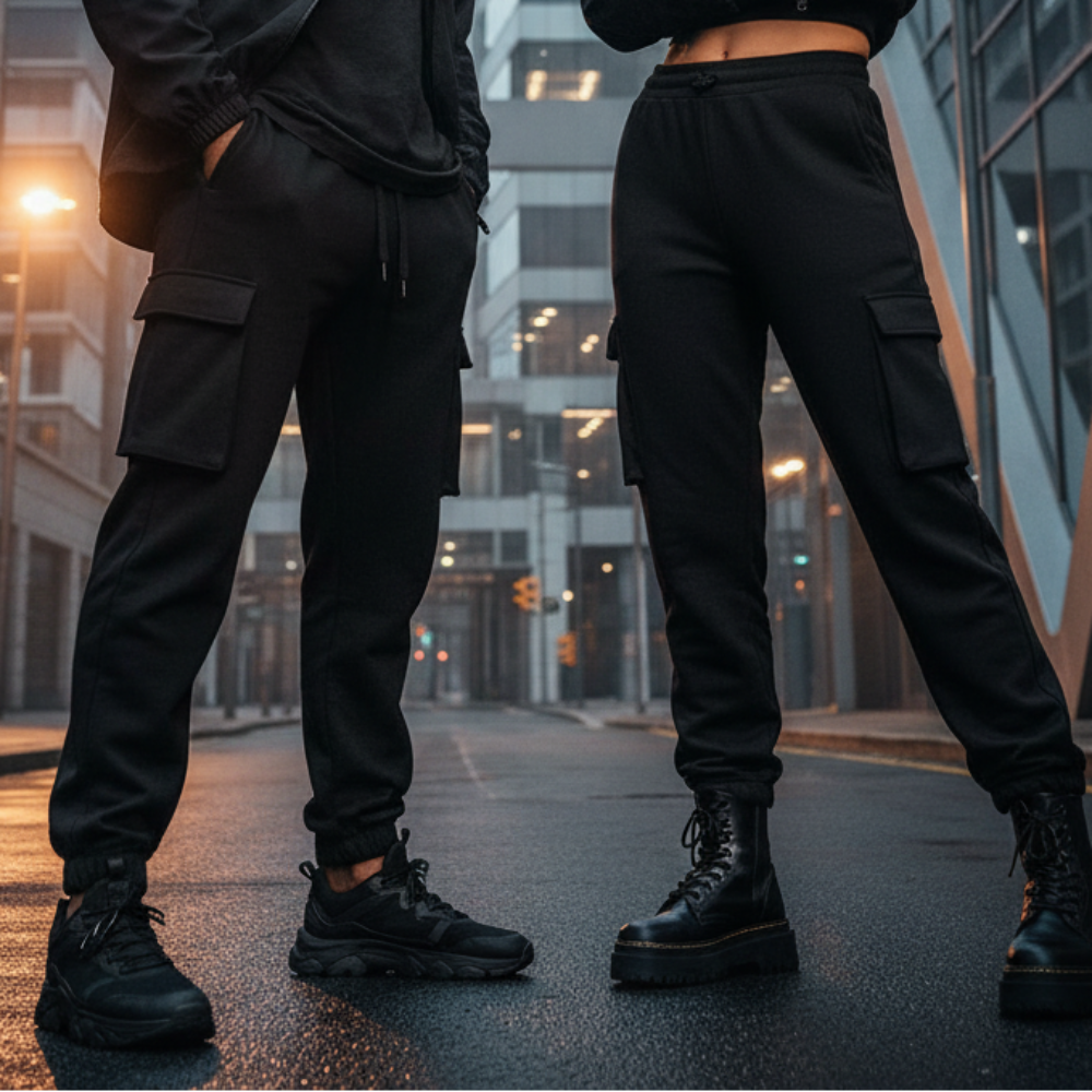 ACTIV BASIC BAGGY SWEATPANTS - BLACK