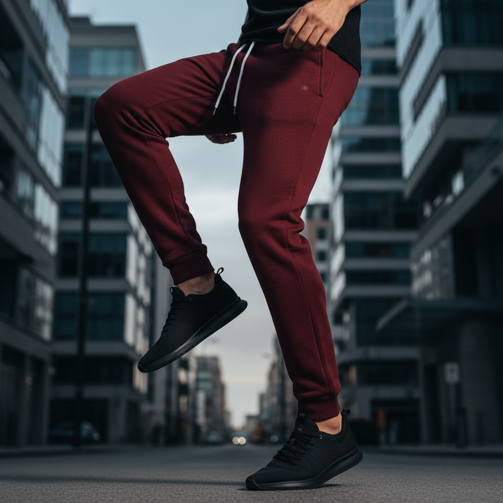 ACTIV EMB CASUAL SWEATPANTS - BURGUNDY