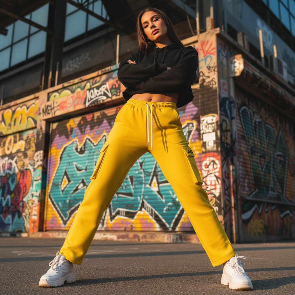 ACTIV BASIC BAGGY SWEATPANTS - YELLOW