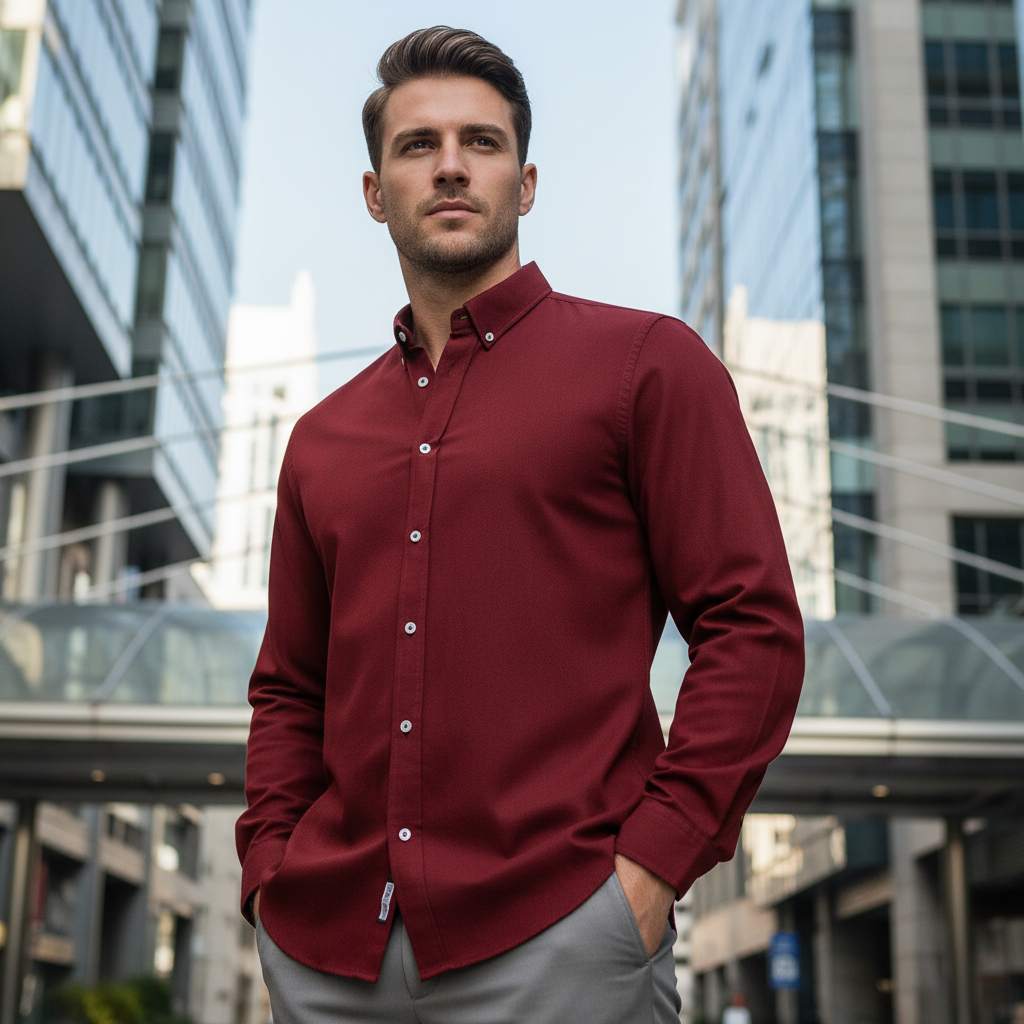 ACTIV BASIC L.S SHIRT - BURGUNDY - Activ Abou Alaa
