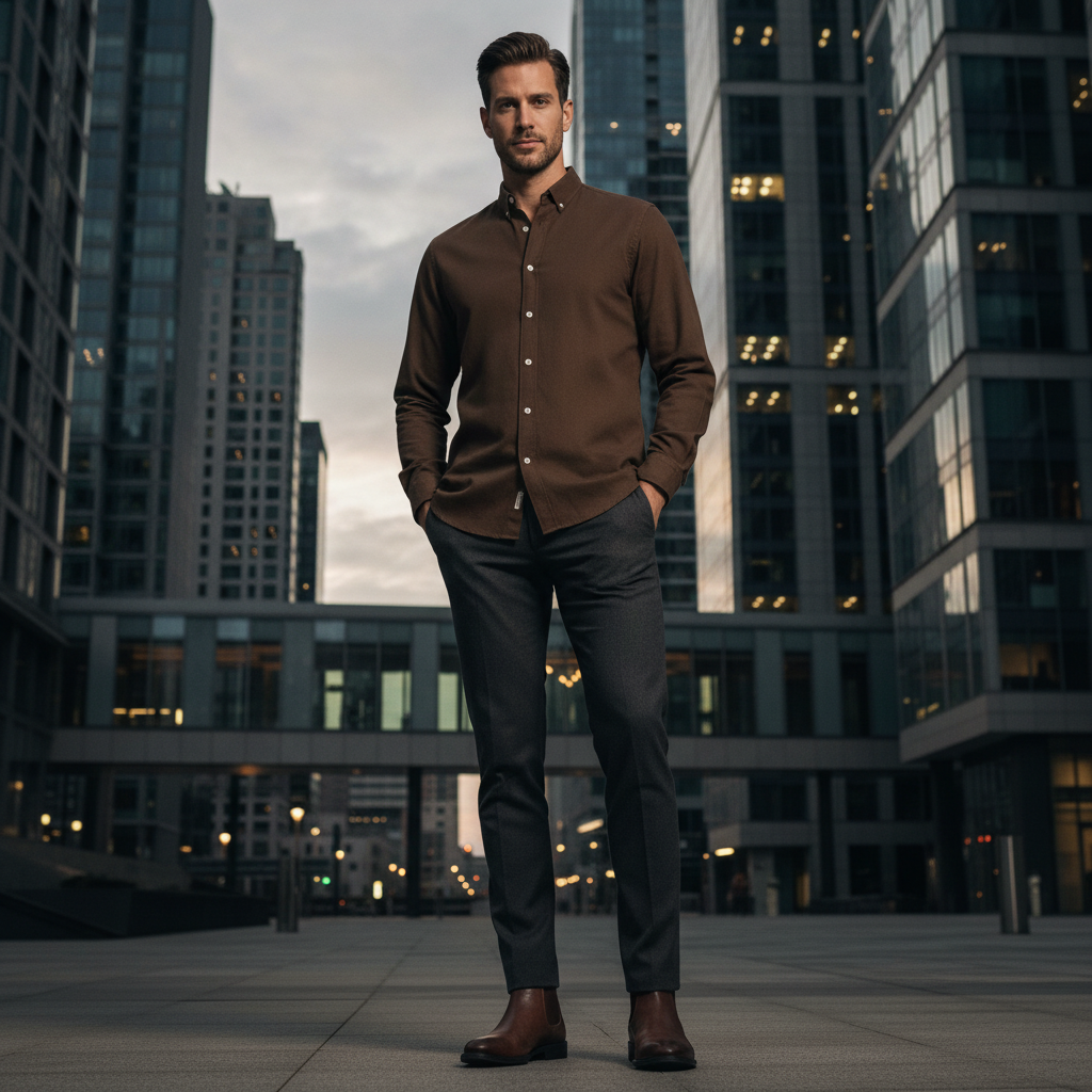 ACTIV BASIC L.S SHIRT - BROWN - Activ Abou Alaa