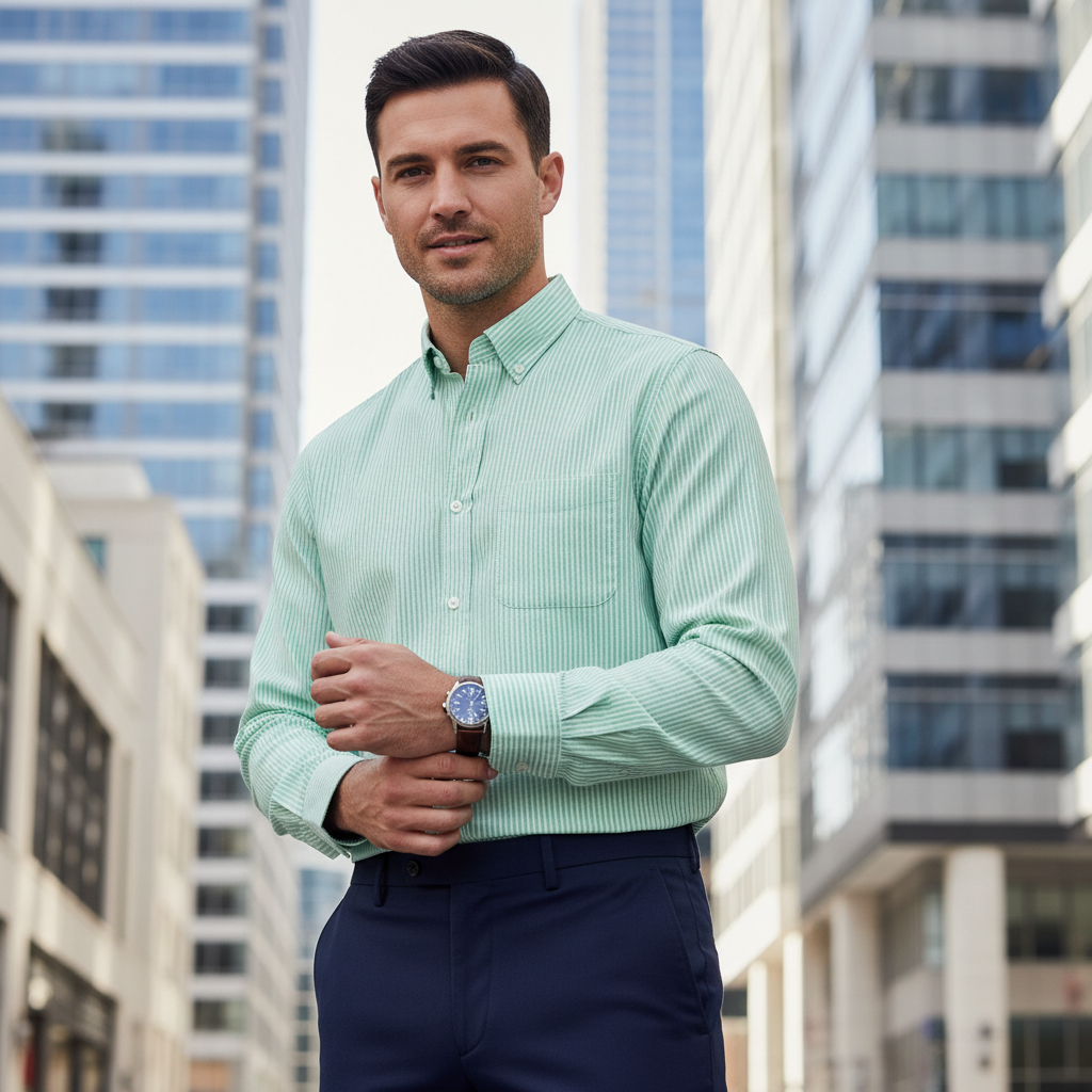 ACTIV STRIPPED L.S SHIRT - GREEN - Activ Abou Alaa