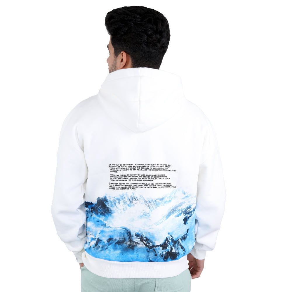 ACTIV PRINT HOODIE SWEATSHIRT - WHITE