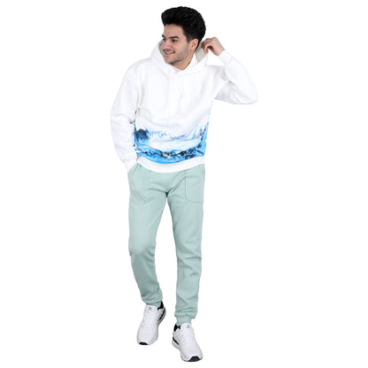 ACTIV PRINT HOODIE SWEATSHIRT - WHITE