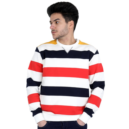 ACTIV STRIPPED R.NECK SWEATSHIRT - Red*Navy