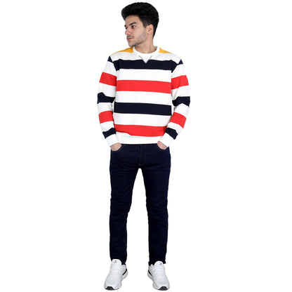 ACTIV STRIPPED R.NECK SWEATSHIRT - Red*Navy