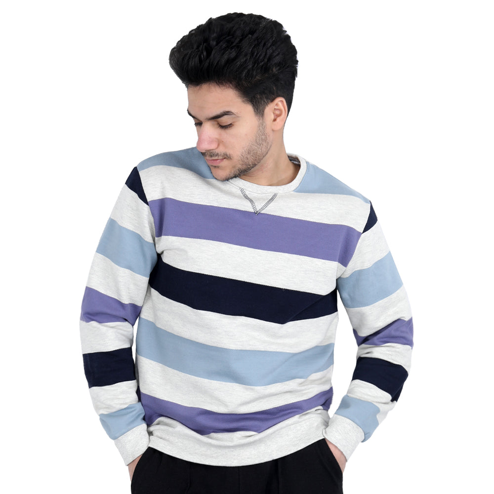 ACTIV STRIPPED R.NECK SWEATSHIRT - Chanet*Purple